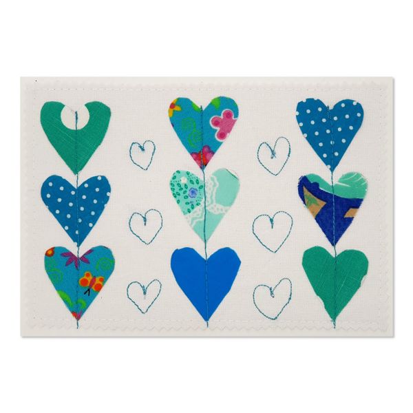 Hearts - Greeting Card - Textile Art - A5 single
