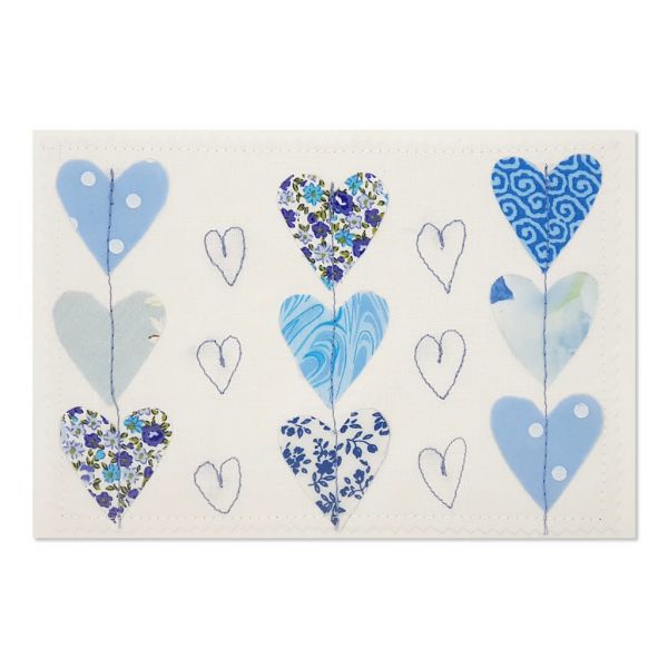 Hearts - Greeting Card - Textile Art - A5 single