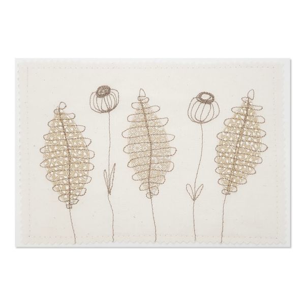 Flowers & Leaves - Greeting Card - Textile Art - A5 single