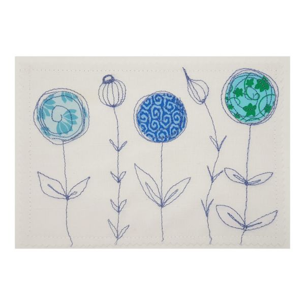 Flowers & Leaves - Greeting Card - Textile Art - A5 set of 4