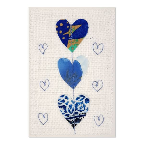 Hearts - Greeting Card - Textile Art - A6 set of 4