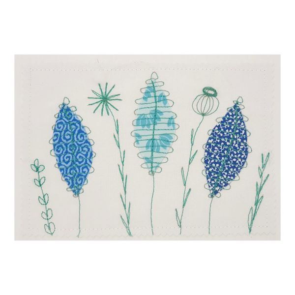 Flowers & Leaves - Greeting Card - Textile Art - A5 single